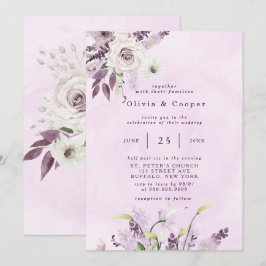 Invitación Wisteria Lavender Boda de Moda de rosas blancas