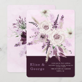 Invitación Wisteria Lavender Rosas Blancas Boda único