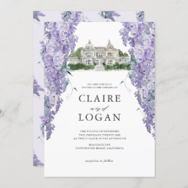 Invitación Wisteria Mansion Dusty Purple Watercolor Boda