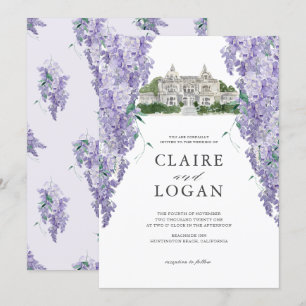 Invitación Wisteria Mansion Dusty Purple Watercolor Boda