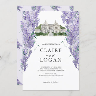 Invitación Wisteria Mansion Dusty Purple Watercolor Boda
