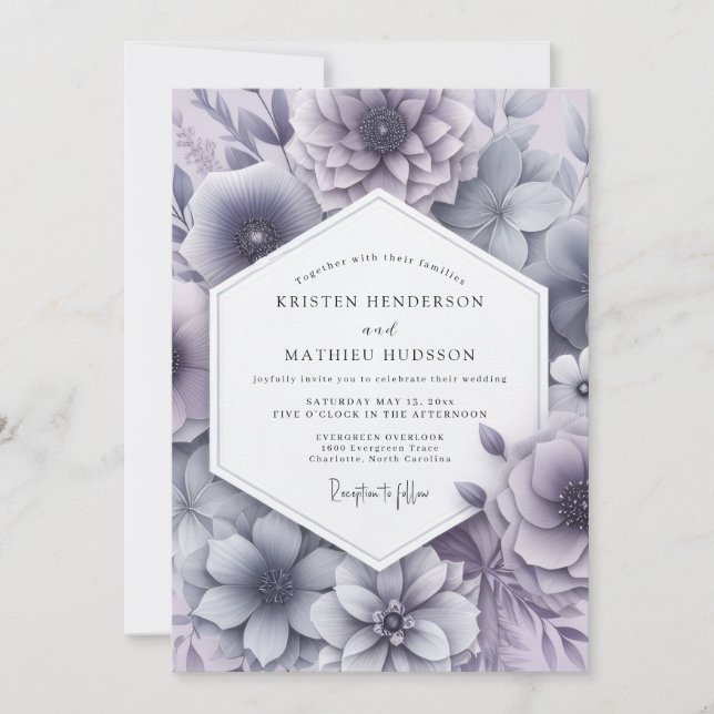 Invitación Wisteria Misty Bloom Wedding (Anverso)