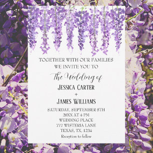 Invitación Wisteria morada Floral acuarela Lavender Boda