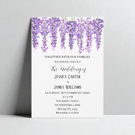 Invitación Wisteria morada Floral acuarela Lavender Boda