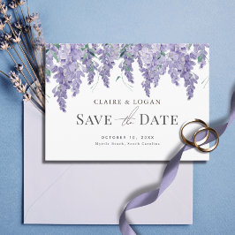 Invitación Wisteria Morple Watercolor Wedding Save the Date