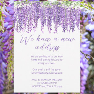 Invitación Wisteria Nueva Dirección Moviendo Violeta Morada F