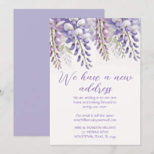 Invitación Wisteria Nueva Dirección Moviendo Violeta Morada F