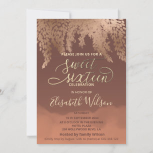 Invitación Wisteria otoño canela cantaloupe acuarela