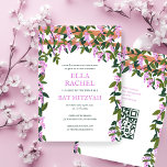 Invitación Wisteria Personalizado B'nai Bat Bar Mitzvah QR Ch<br><div class="desc">¡Tarjeta perfecta para anunciar una mitzvah de murciélago, el bar mitzvah u otra celebración judía! ¡La mano hizo arte para ti! ¡TODO PERSONALIZABLE! Haga clic en "Personalizar" para editar el texto y agregar su vínculo al código QR. Haga clic en "editar usando la herramienta de diseño" para ajustar las fuentes,...</div>