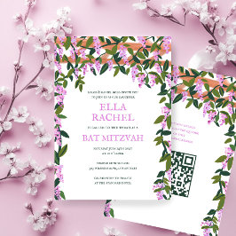 Invitación Wisteria Personalizado B'nai Bat Bar Mitzvah QR Ch