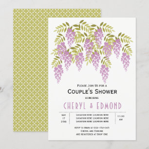 Invitación Wisteria púrpura boda floral duchas