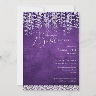 Invitación Wisteria púrpura ducha de novia impresión o vídeo 