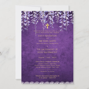 Invitación Wisteria púrpura en masa Nupcial, Boda católico