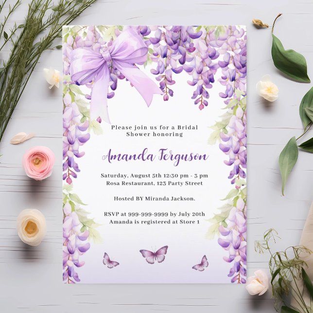 Invitación Wisteria púrpura flor arco de mariposa Bridal Show (Subido por el creador)