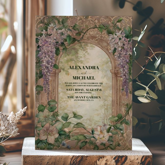 Invitación Wisteria púrpura Flores Verdor Boda moderno (Subido por el creador)
