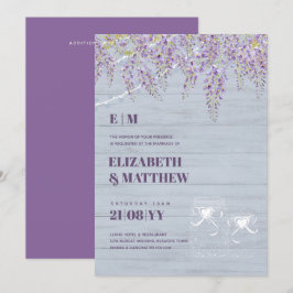 Invitación Wisteria púrpura presupuestal Boda azul turbio
