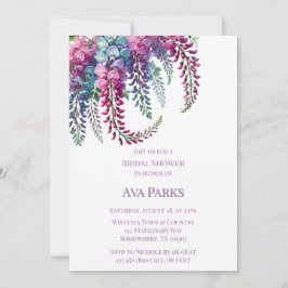 Invitación Wisteria púrpura y rosa ducha de novia