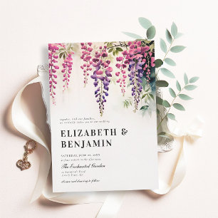 Invitación Wisteria Romántico Fiesta Jardín Boda Púrpura Rosa