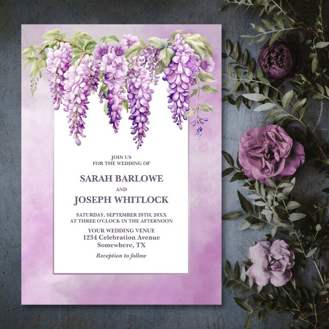 Invitación Wisteria Rosa Boda Floral (Subido por el creador)