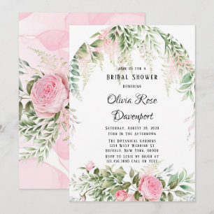 Invitación Wisteria Rosa Botánica Ducha Moral Floral