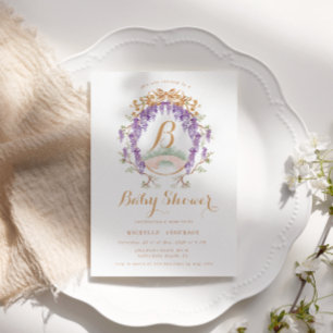 Invitación Wisteria Vintage Regencia Floral Baby Shower