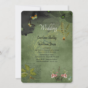 Invitación Witch Gótica Wicca Grimoire Ephemerger Boda