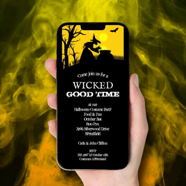 Invitación Witch Halloween (Wicked Witch Halloween Invitations - INSTANT DOWNLOAD and/or printed)
