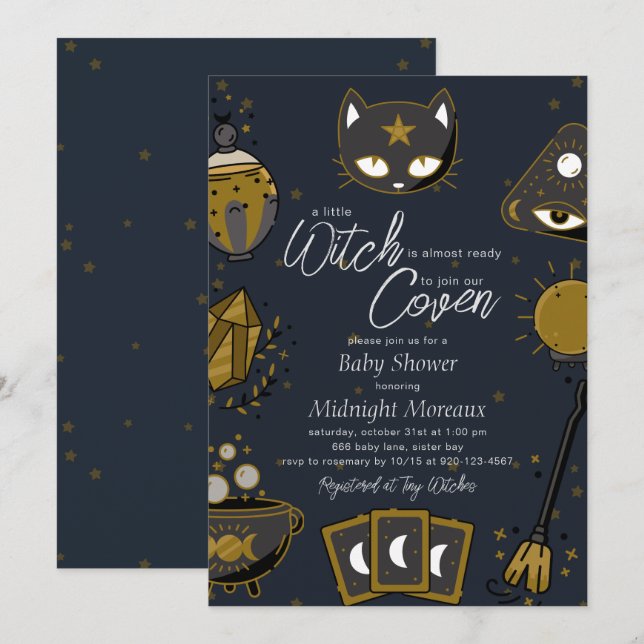 Invitación Witch Halloween Baby Shower (Anverso / Reverso)