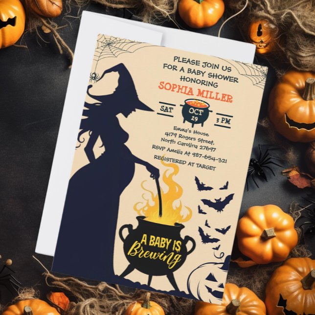 Invitación Witch Halloween Cauldron Baby Está Preparando Duch (Subido por el creador)