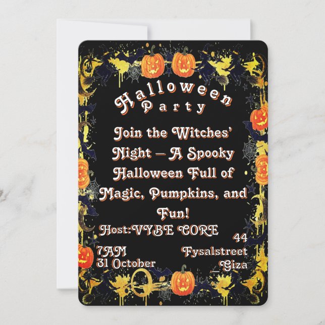 Invitación Witch Halloween Spooky Cute (Anverso)