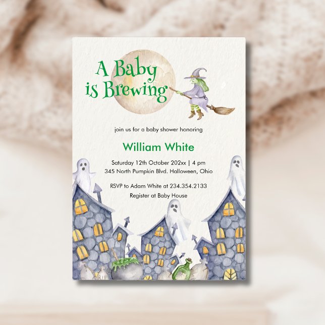 Invitación Witch House Cauldron Baby está preparando ducha (Witch House Cauldron Baby is Brewing Shower Invitation)