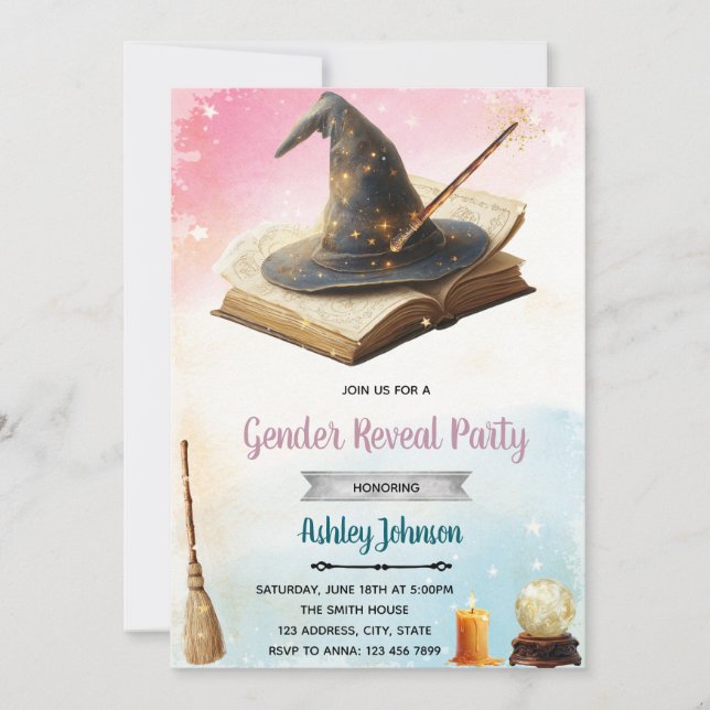 Invitación Witch or Wizard gender reveal invitation (Anverso)