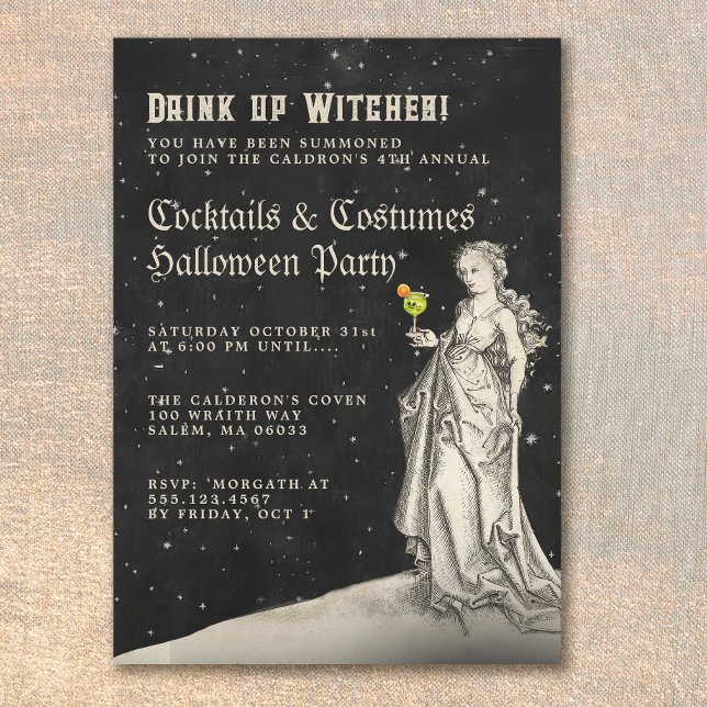 Invitación Witch Theme Halloween Cocktail Fiesta (Subido por el creador)