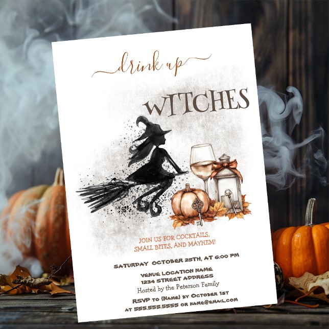 Invitación Witch Wine Bow Lantern Halloween (Subido por el creador)