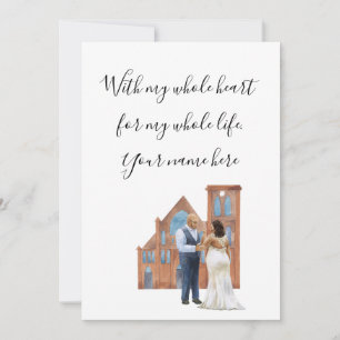 Invitación WIth My Whole Heart Illustrated Black Couple Enclo