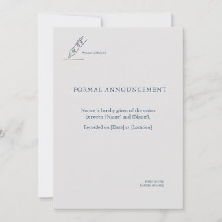Invitación Witness Pen- Minimalist Elopement Announcement