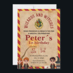 Invitación Wizard Magical Kids Birthday Party Invite<br><div class="desc">An invitation to a wizard themed birthday party,  enchanting and mysterious,  which will make the child's celebration truly magical and full of wonder. Elegant calligraphy paired with vintage-style paper (imitation) evokes the era of wizards,  magical creatures,  and spells. The invitation template is easy to edit.</div>