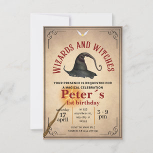Invitación Wizard School Themed Birthday Party Inv