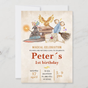 Invitación Wizard School Themed Birthday Party Invitation