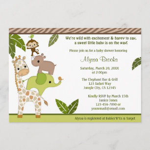Invitación WJC de Baby Shower del MONO de la selva
