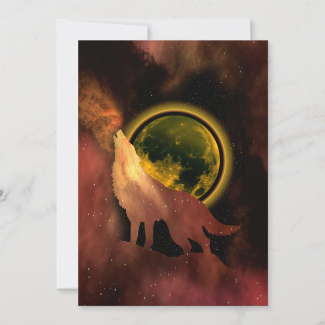 INVITACIÓN WOLF HOWLLING EN LA GALAXIA DE LA LUNA ESPACIAL (Anverso)