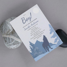 Invitación Wolf Mountain Forest Boy Baby Shower