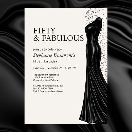 Invitación Woman Elegant Fabulous Black Dress 50th Birthday