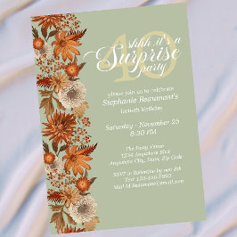 Invitación Woman's Autumn Flower Surprise 40th Birthday