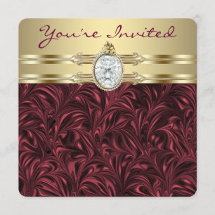 Invitación Womans Burgundy Wine and Gold Birday Party