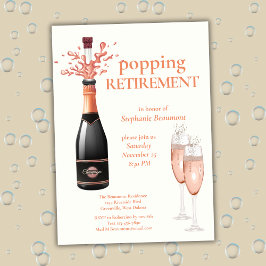 Invitación Woman's Elegant Popping Champagne Retirement