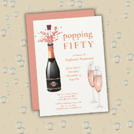 Invitación Woman's Funny Popping Champagne 50th Birthday