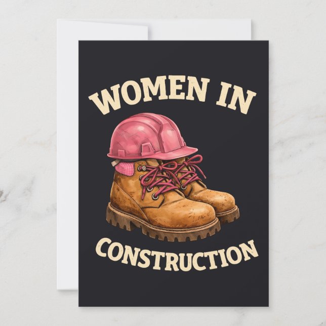 Invitación Women in Construction Work Boots and Hard Hat (Anverso)