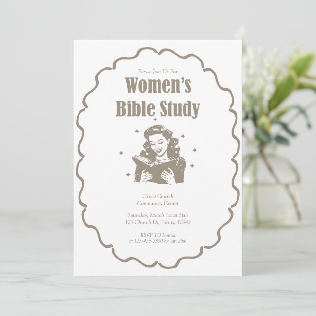 Invitación Women’s Bible Study Church (Anverso de pie)