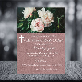 Invitación Women's Winter Retreat Pink Floral Church